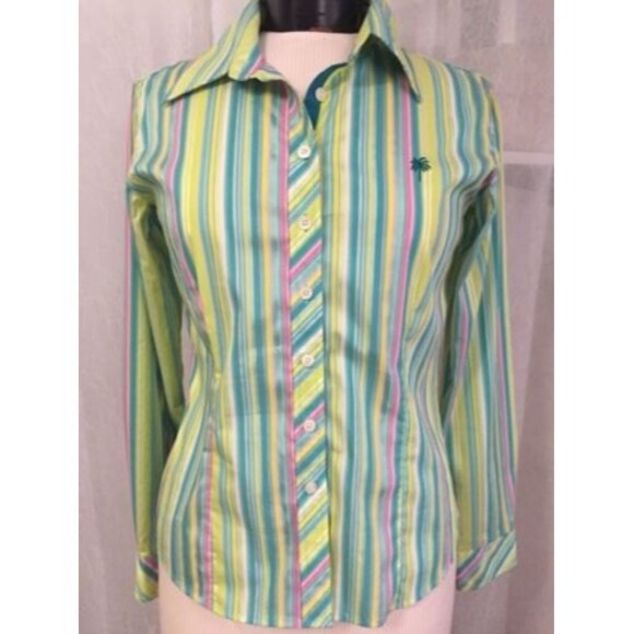 Lilly Pulitzer Women's Shirt Pastel Striped Long Sleeve Blouse Size 6 - Picture 1 of 12